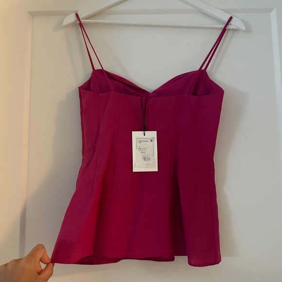 Theory Linen Spaghetti Strap Sweetheart Top - Picture 4 of 4